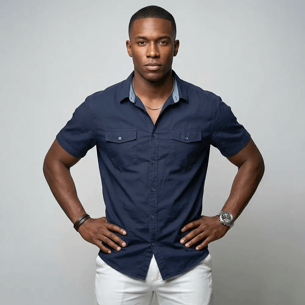 Trendy H&M Men's Cotton Shirt 4 H&M Men's Cotton Shirt front pose view on Preloved Make I Shop website.