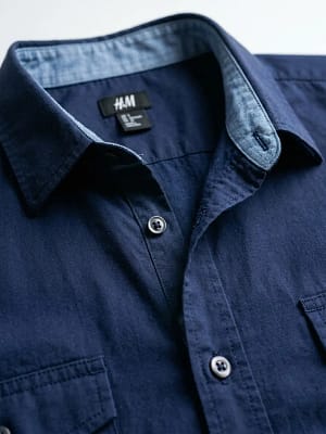 H&M Men's Cotton Shirt closeup fold on Preloved Make I Shop website.