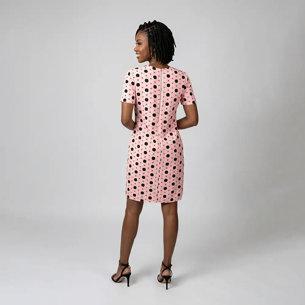 Incredible Papaya Shift Dress 3 Pink Patterned Papaya Shift Dress Back View on Preloved Make I Shop website.
