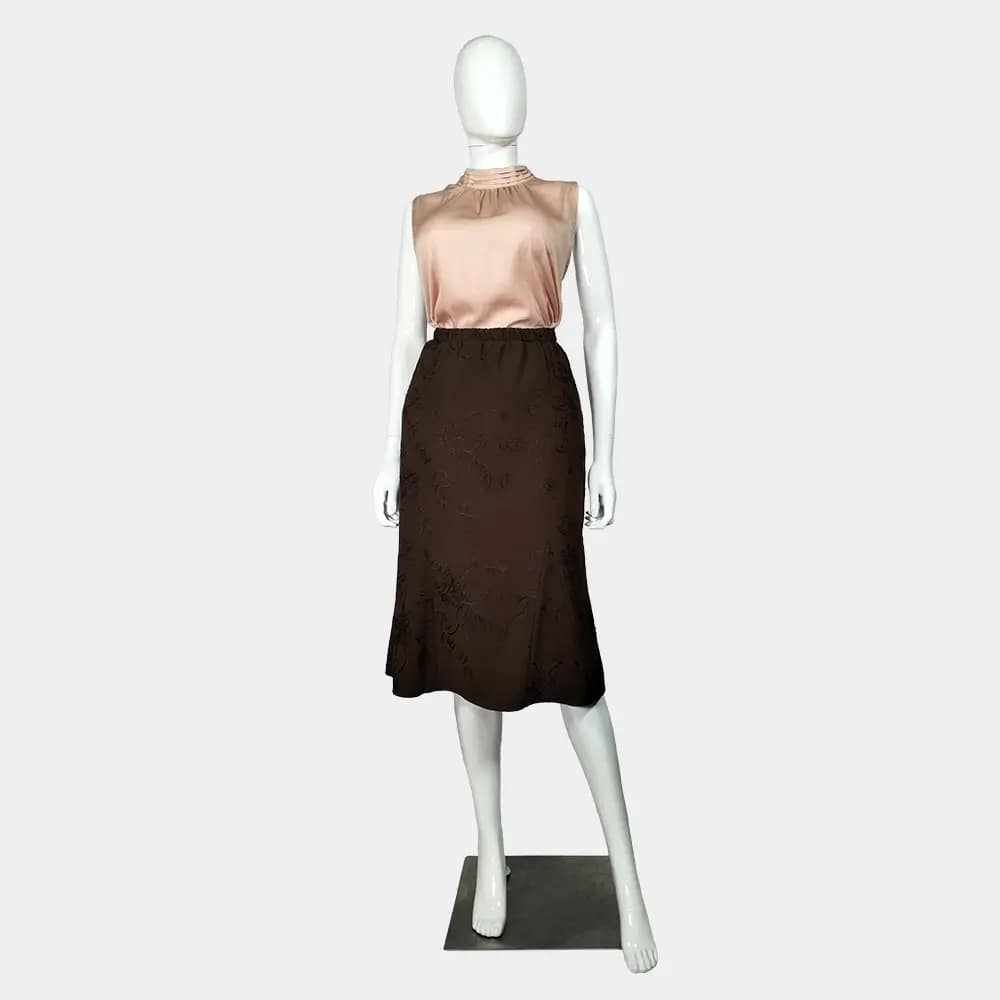 Chic Dark Brown Skirt 1 embroidered dark brown skirt full front view