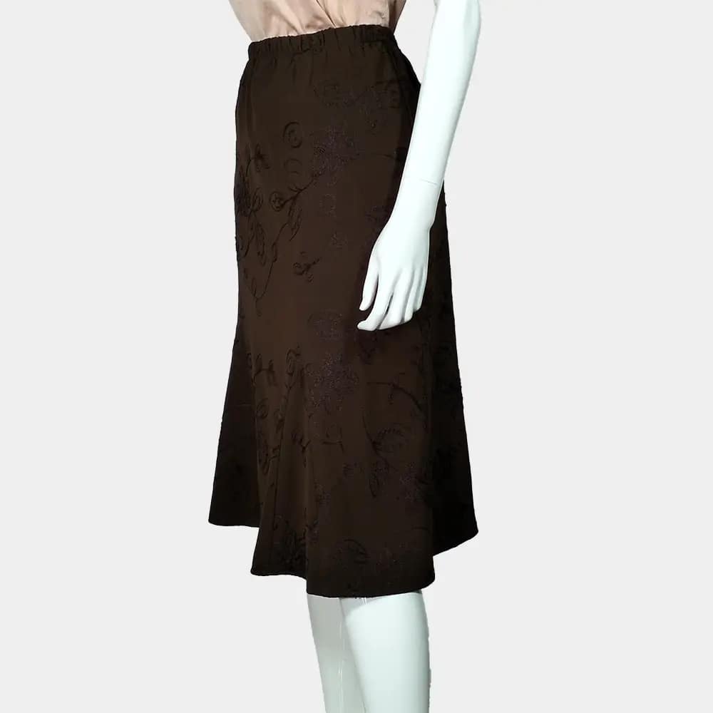 Chic Dark Brown Skirt 5 embroidered dark brown skirt side view