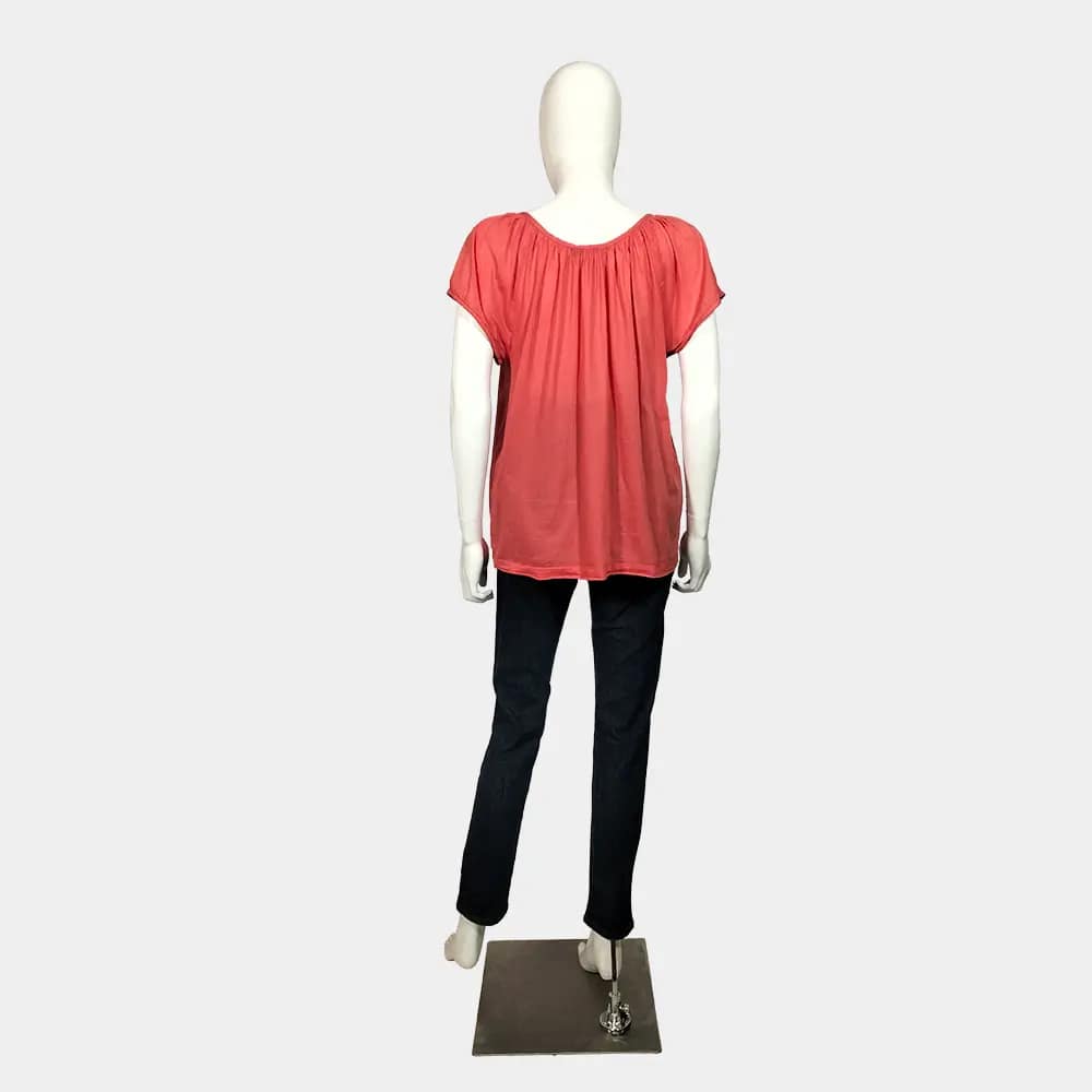 Cute Embroidered Placket Top 5 Embroidered placket top full back view