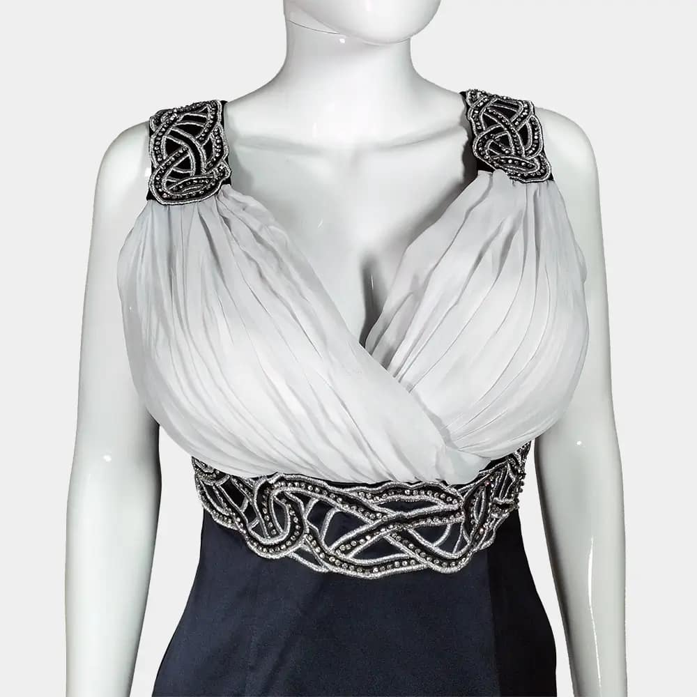 Glamorous Creativity Beaded Dress 4 Blue and White Creativity Beaded Dress