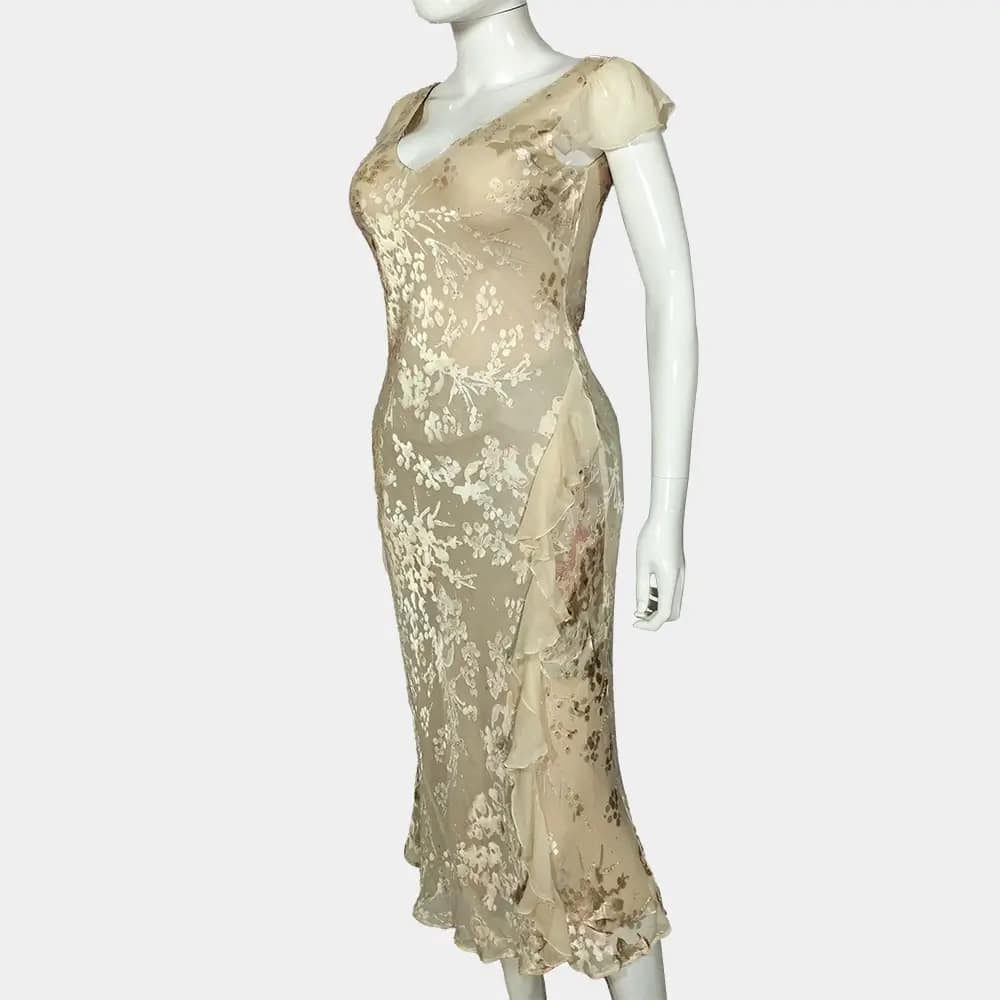 Luxurious Monsoon Midi Dress 5 Pale Gold Monsoon Midi Dress