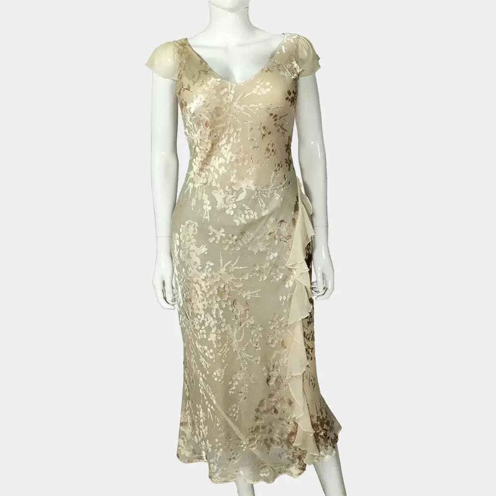 Luxurious Monsoon Midi Dress 2 Pale Gold Monsoon Midi Dress