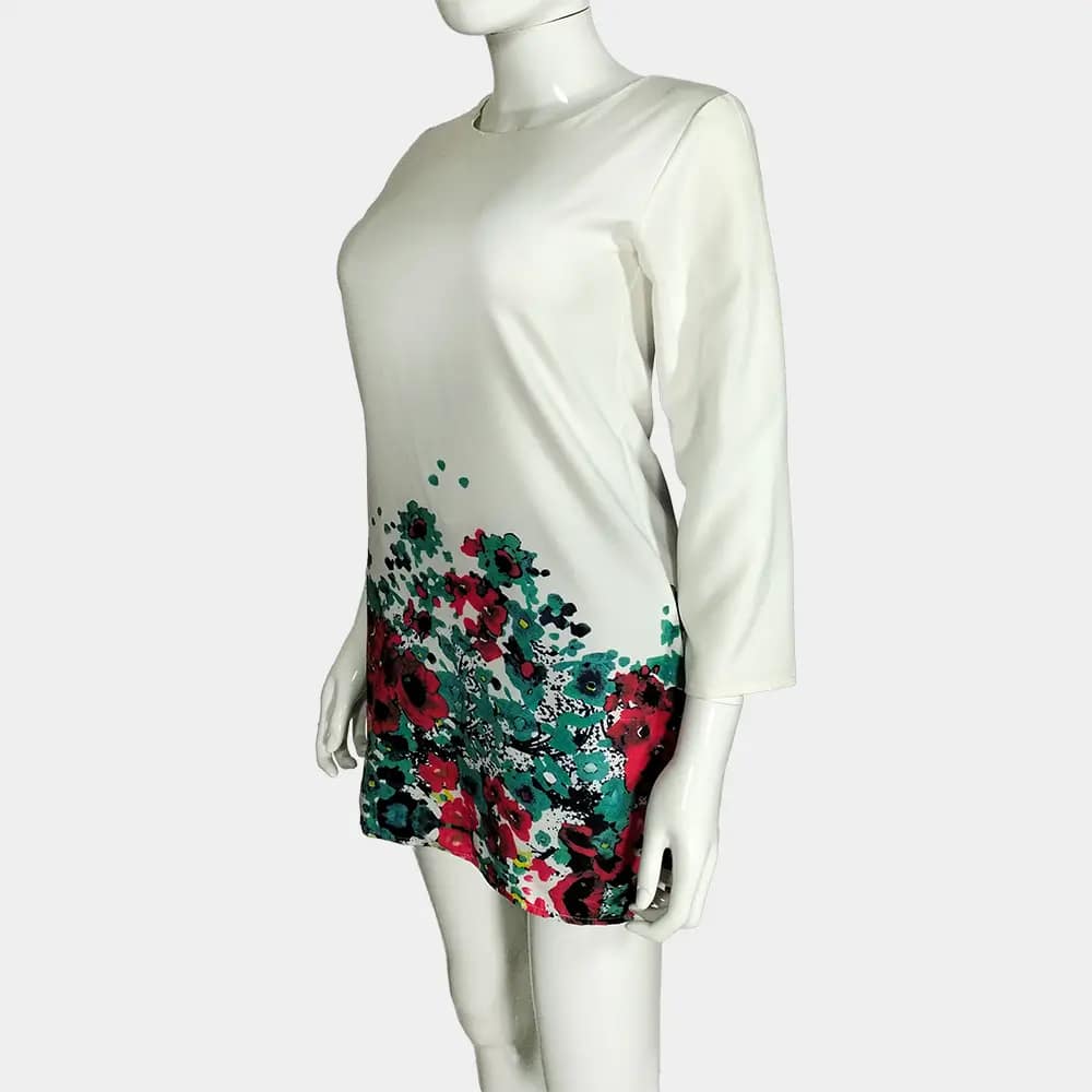 White Floral Hem Dress