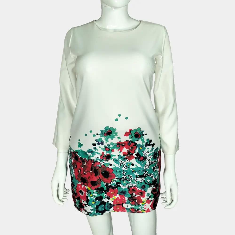 White Floral Hem Dress