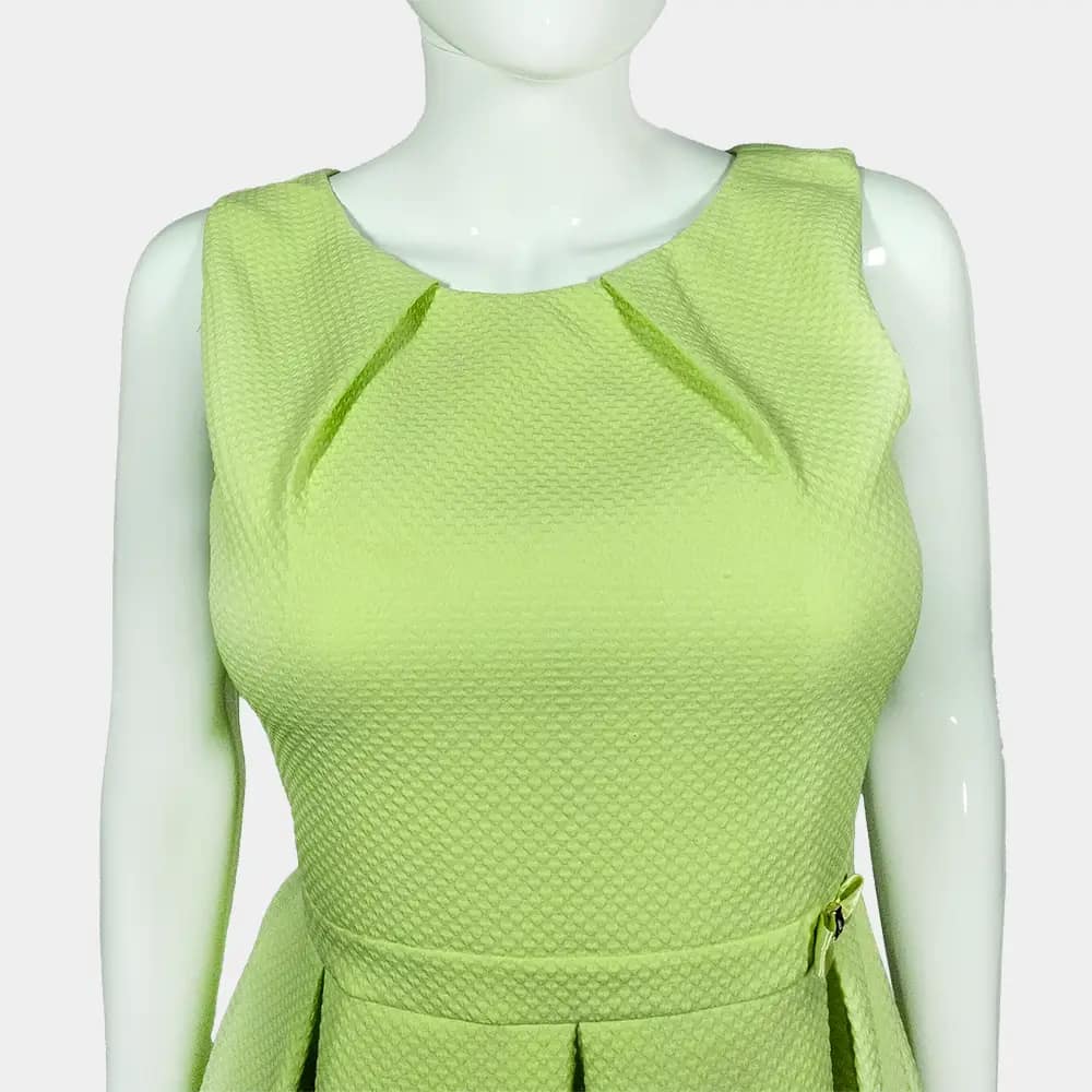 Lemon Green Ant'all Box Pleated Dress