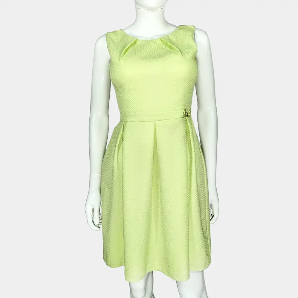 Lemon Green Ant'all Box Pleated Dress