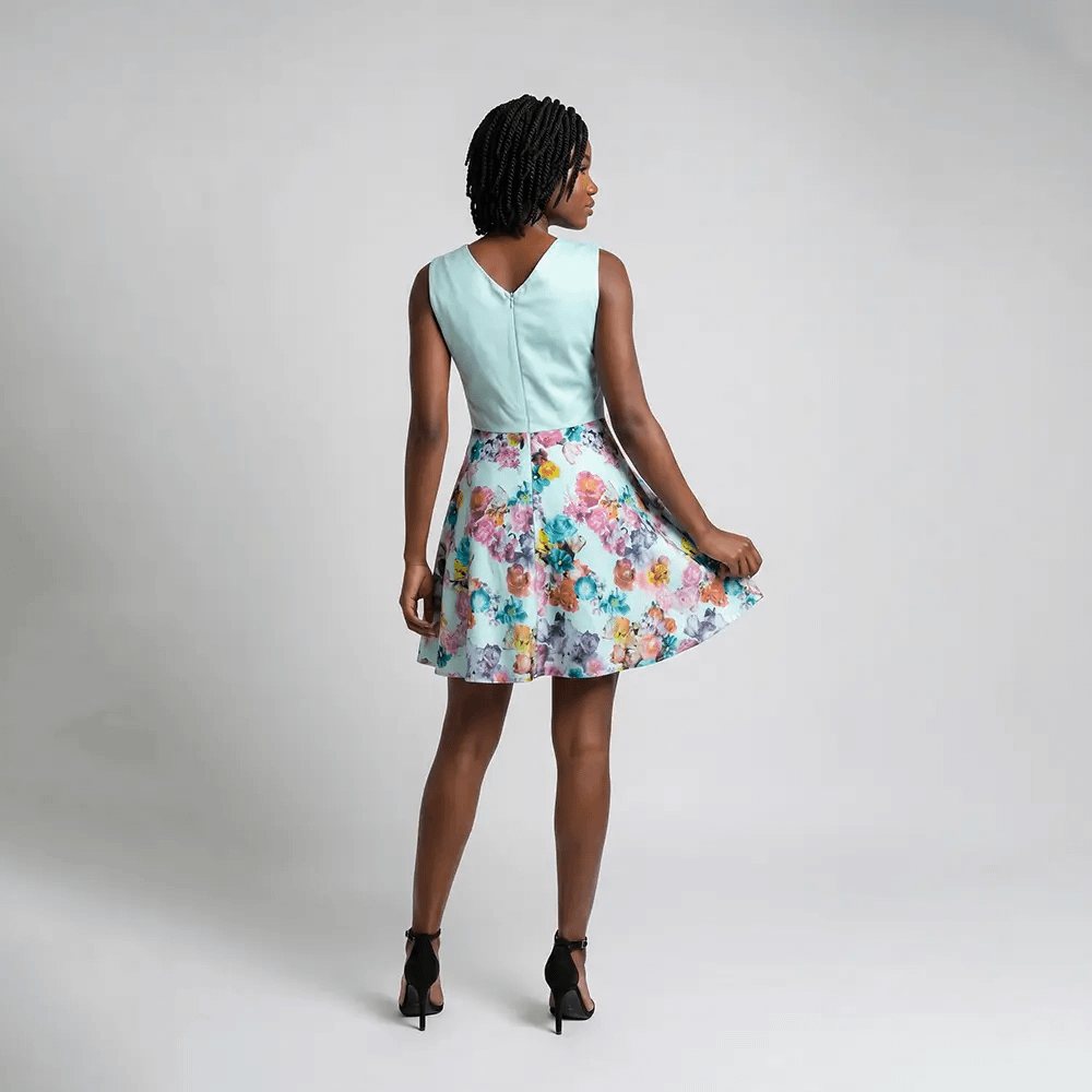 Beautiful An-Mar Skater Dress 3 Turquoise An-Mar Skater Dress Back View on Preloved Make I Shop