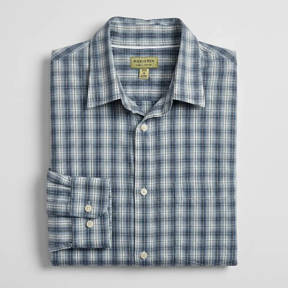 Trendy Sonoma Blue Check Men’s Shirt 1 Blue Check Men’s shirt fold view on Preloved Make I Shop