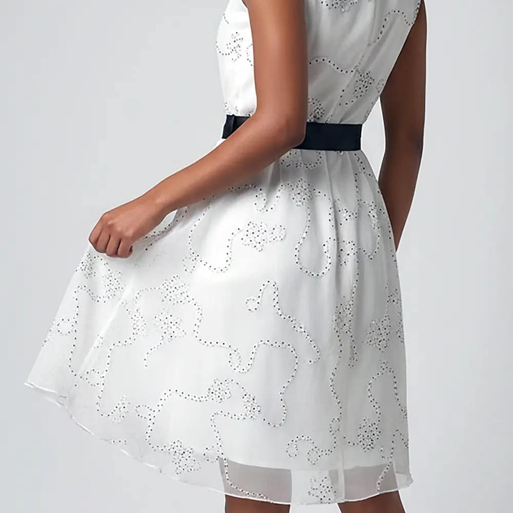 Gorgeous Marlena A-Line Dress 4 White and Black Marlena A-Line Dress Closeup Back View on Preloved Make I Shop