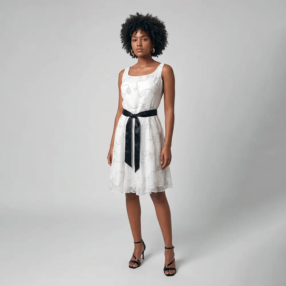 Gorgeous Marlena A-Line Dress 2 White and Black Marlena A-Line Dress Front View on Preloved Make I Shop