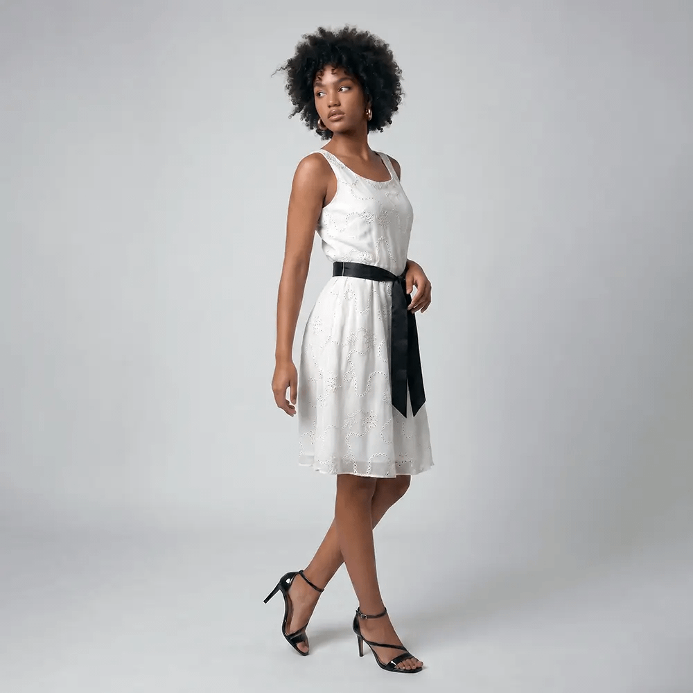 Gorgeous Marlena A-Line Dress 8 White and Black Marlena A-Line Dress Side View on Preloved Make I Shop