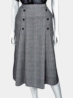Elegant Canda Plaid Skirt Front View