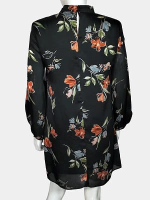 Black and multicoloured floral pattern Atmosphere A-Line Dress back view