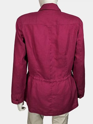 Pink Crisp Drawstring Linen Shirt back view