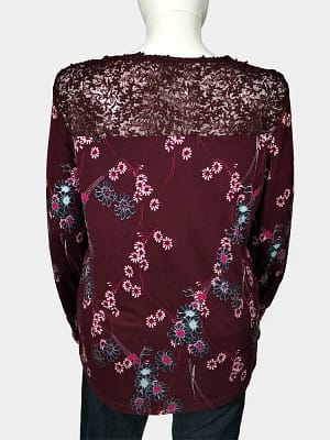 Accessibility 6 Floral maroon lacy yoke top back view