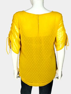 Yellow Mama H&M Drawstring Sleeve Chiffon Top back view