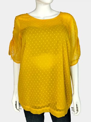 Yellow Mama H&M Drawstring Sleeve Chiffon Top front view