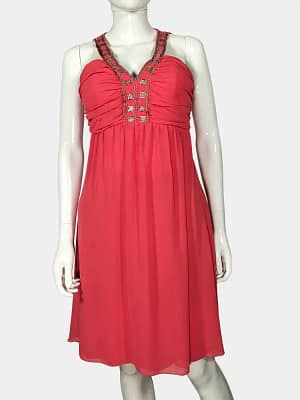 Orange bla bla Beaded Placket Dress