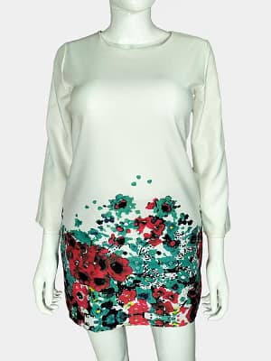 White Floral Hem Dress