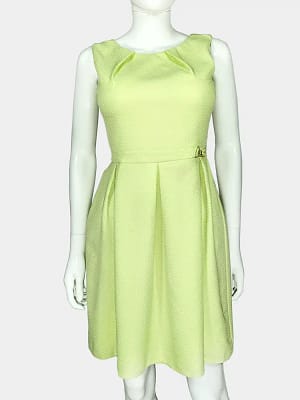 Lemon Green Ant'all Box Pleated Dress