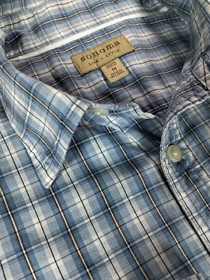 Light Blue Plaid Sonoma Life Style Shirt