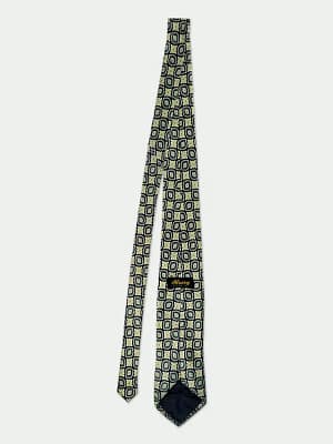 Green & yellow ornate Aluery medallion tie