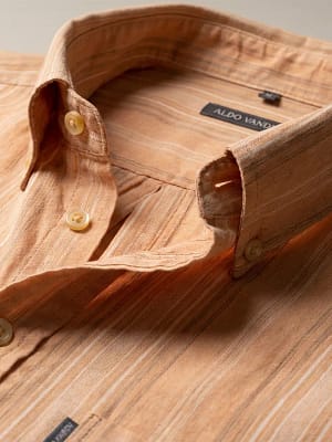 Aldo Vrandi 100% Cotton Shirt closeup fold on Preloved Make I Shop website.