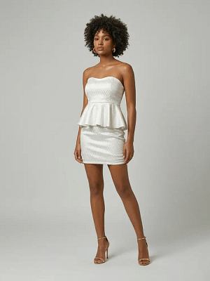 Ivory Ethina Peplum Dress Front View on Preloved Make I Shop website.