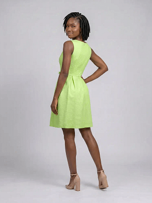 Lemon Green Ant'all Box Pleated Dress Back View on Preloved Make I Shop website.