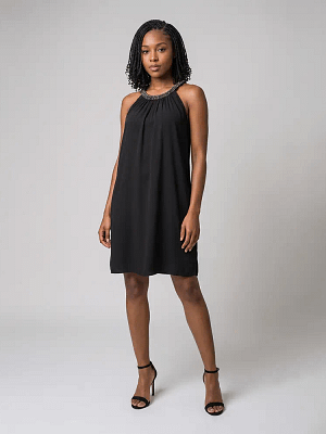 Ichi Beaded Neckline Dress Front View on Preloved Make I Shop website.