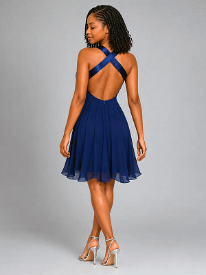 Blue Floyd by Smith Beaded Dress Back View on Preloved Make I Shop website.