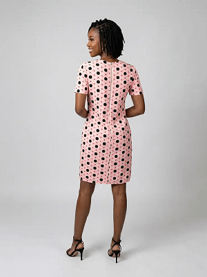 Pink Patterned Papaya Shift Dress Back View on Preloved Make I Shop website.